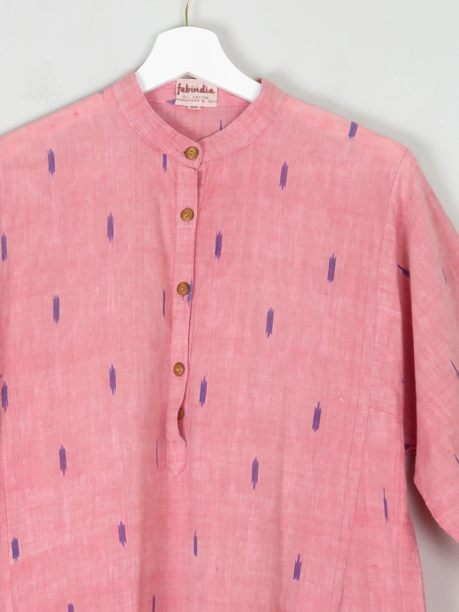Vintage Indian Pink Kaftan/Tunic/Dress L