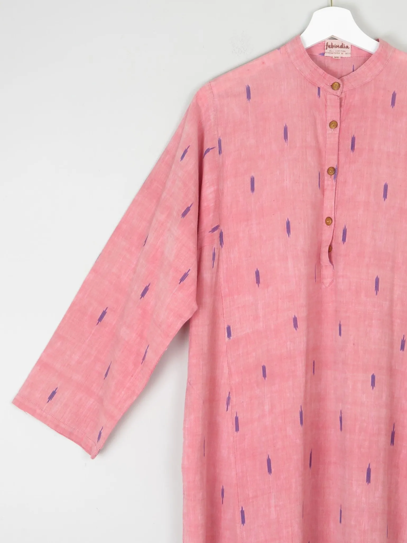 Vintage Indian Pink Kaftan/Tunic/Dress L