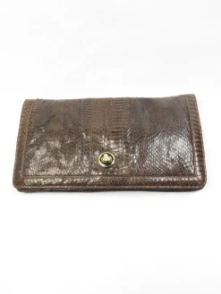 Vintage Khaki Green Snake Envelope  Bag