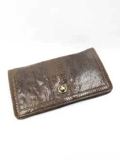 Vintage Khaki Green Snake Envelope  Bag