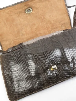 Vintage Khaki Green Snake Envelope  Bag
