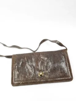 Vintage Khaki Green Snake Envelope  Bag