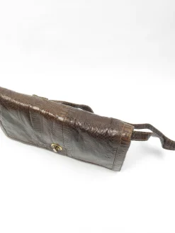 Vintage Khaki Green Snake Envelope  Bag