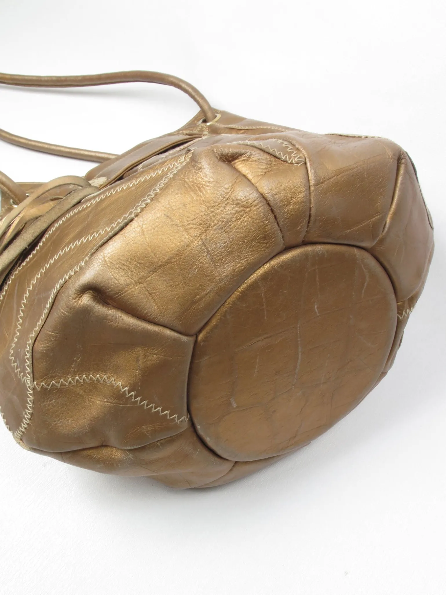 Vintage Leather Bag Bronze Patchwork Style