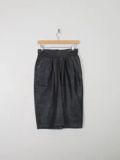 Vintage Leather Skirt Black 27"