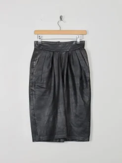 Vintage Leather Skirt Black 27"