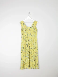 Vintage Lemon Green Printed  1950s Style Tea Dress S