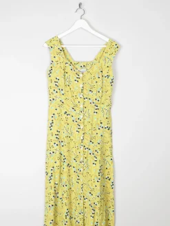Vintage Lemon Green Printed  1950s Style Tea Dress S