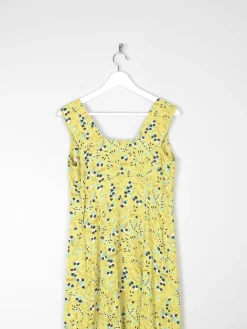 Vintage Lemon Green Printed  1950s Style Tea Dress S