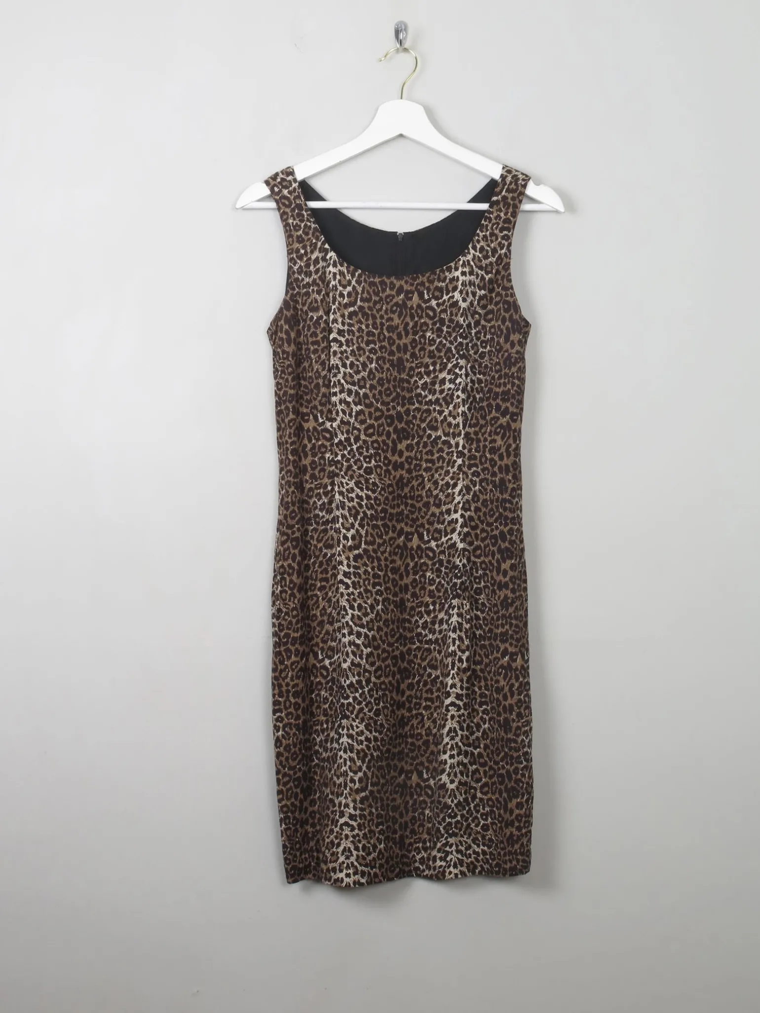 Vintage Leopard Print Fitted Dress XS