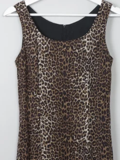Vintage Leopard Print Fitted Dress XS