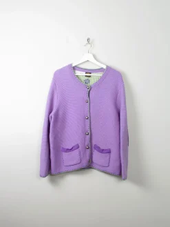 Vintage Lilac Austrian Cardigan With Appliqué L/XL
