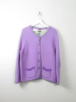 Vintage Lilac Austrian Cardigan With Appliqué L/XL