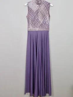 Vintage Lilac Turtleneck 1970s Sleeveless Maxi Dress S