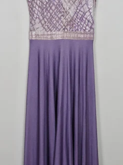 Vintage Lilac Turtleneck 1970s Sleeveless Maxi Dress S