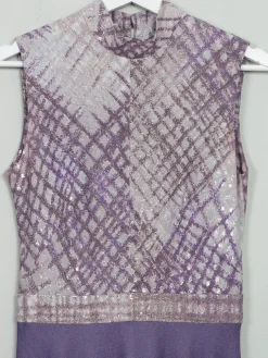 Vintage Lilac Turtleneck 1970s Sleeveless Maxi Dress S