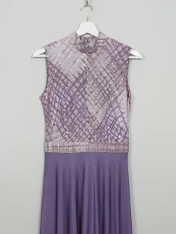 Vintage Lilac Turtleneck 1970s Sleeveless Maxi Dress S