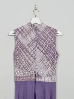 Vintage Lilac Turtleneck 1970s Sleeveless Maxi Dress S