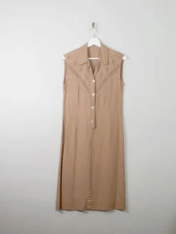 Vintage Linen Sleeveless Dress S