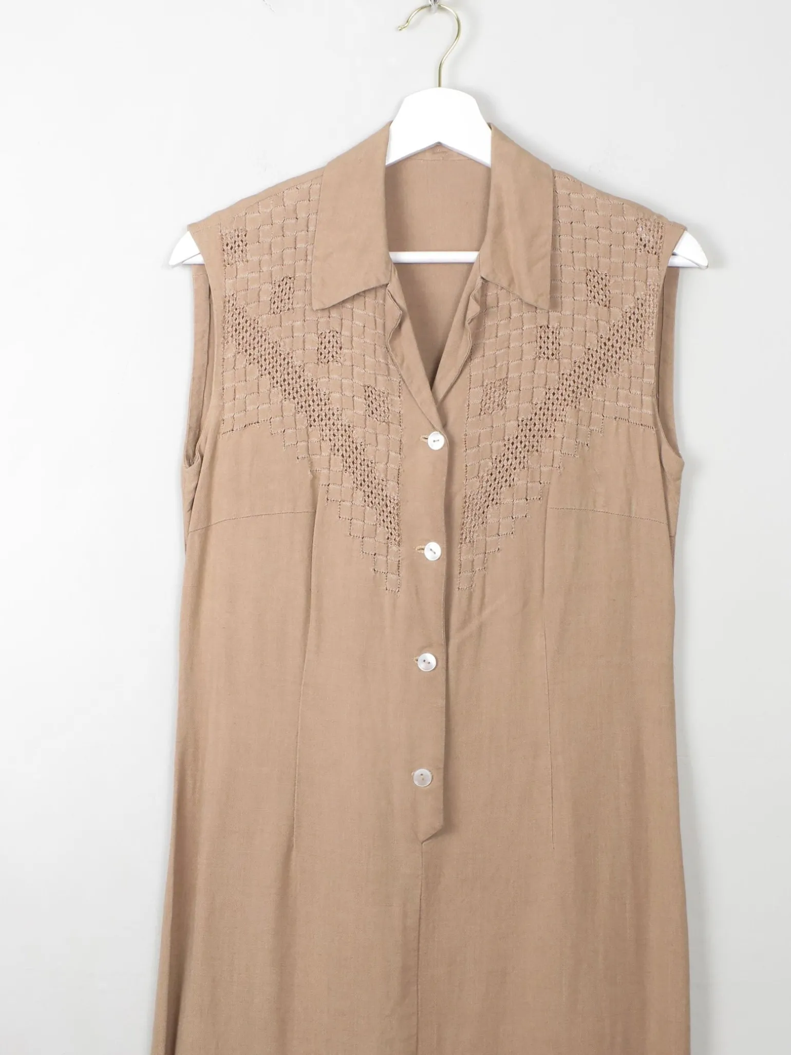 Vintage Linen Sleeveless Dress S