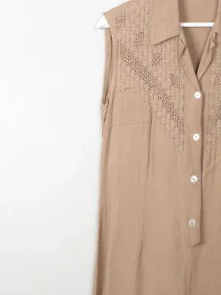 Vintage Linen Sleeveless Dress S