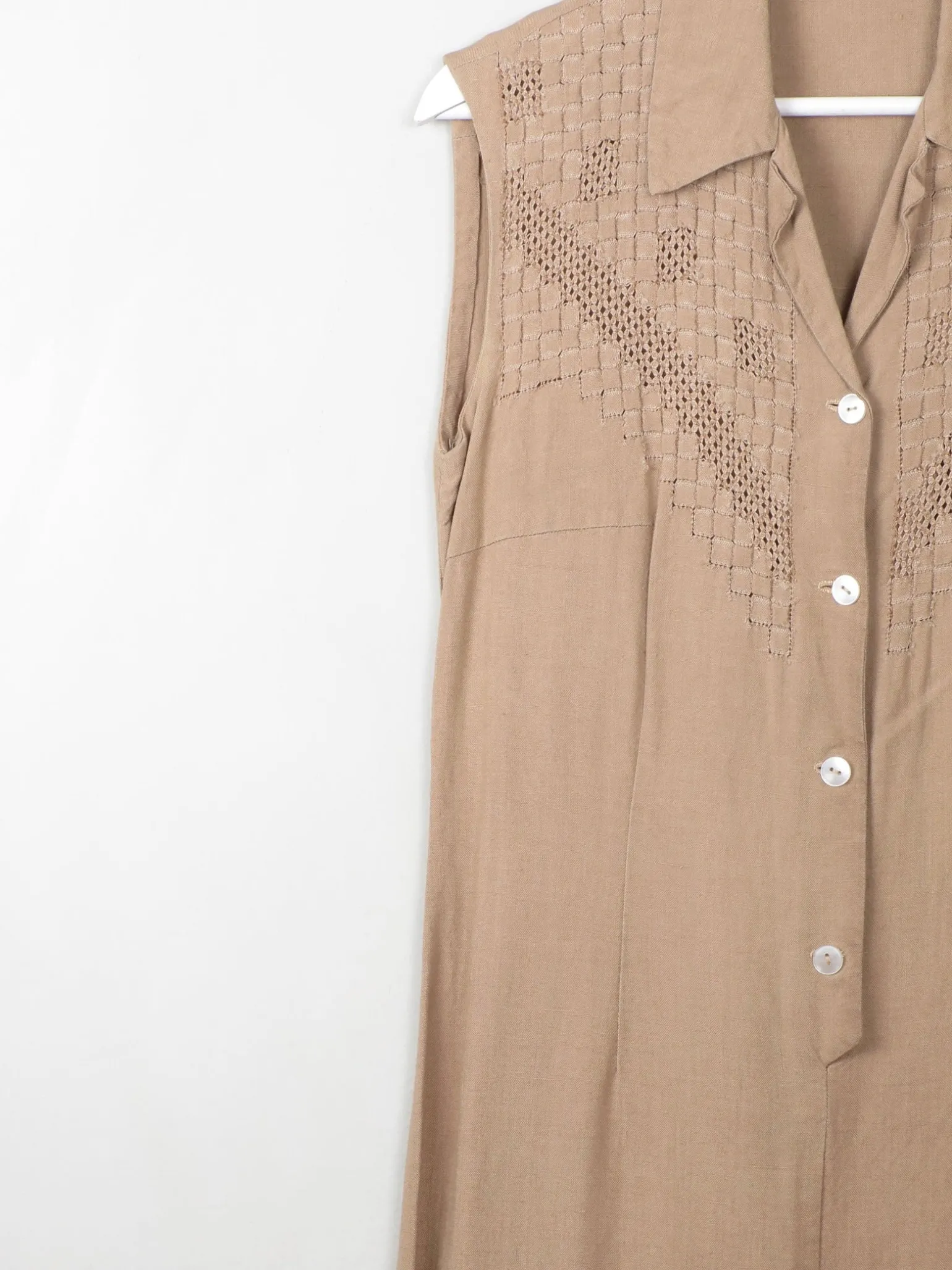 Vintage Linen Sleeveless Dress S
