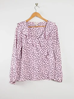 Vintage Loft Pink Ruffled Collar Blouse XS