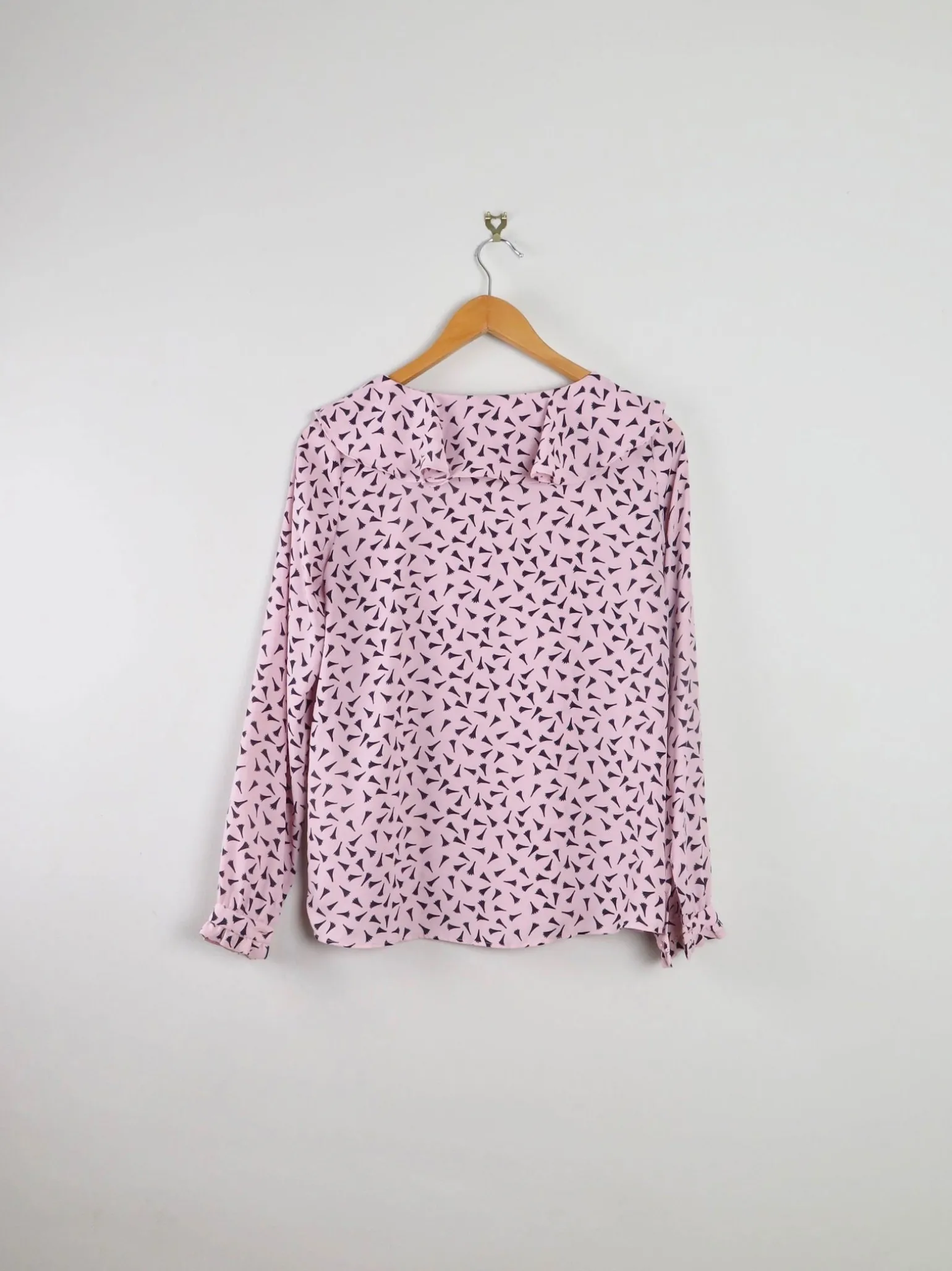Vintage Loft Pink Ruffled Collar Blouse XS