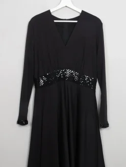 Vintage Long Black Dress With Sequin M