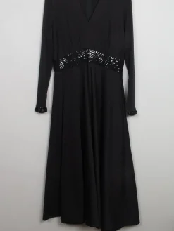 Vintage Long Black Dress With Sequin M