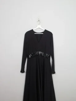 Vintage Long Black Dress With Sequin M