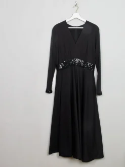 Vintage Long Black Dress With Sequin M