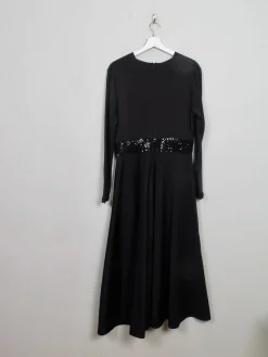 Vintage Long Black Dress With Sequin M