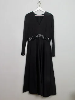Vintage Long Black Dress With Sequin M