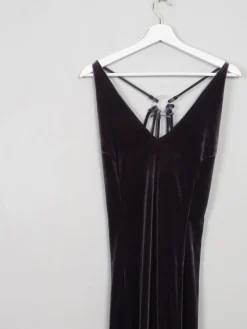 Vintage Long Grey Velvet Sleeveless Dress S