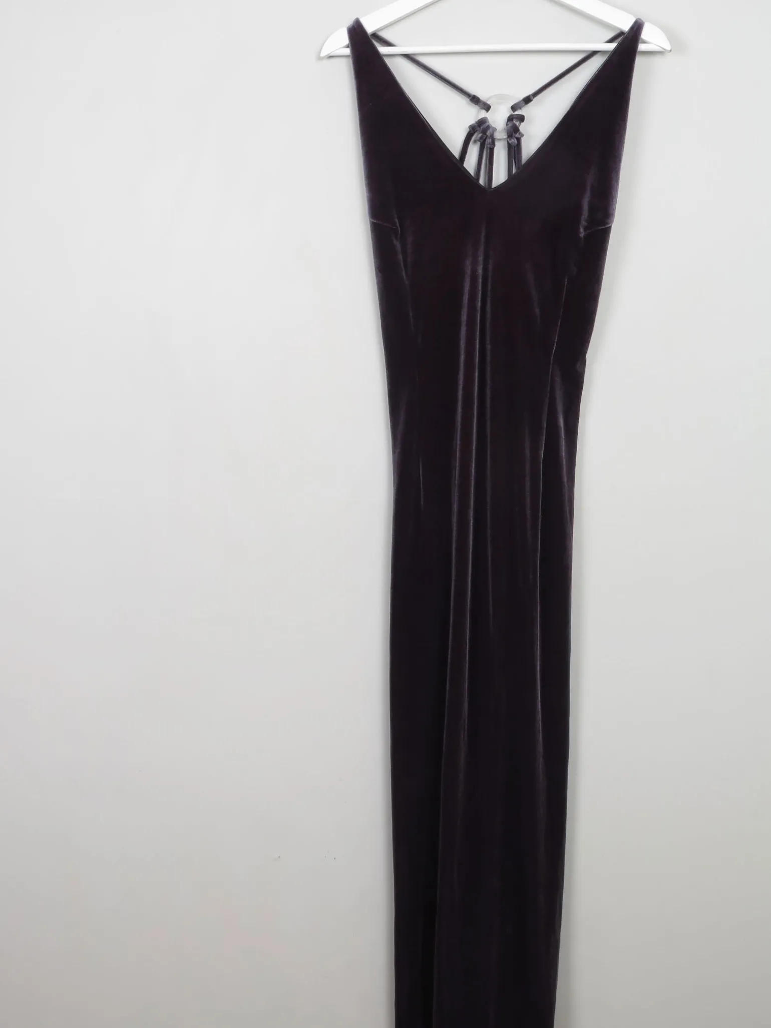 Vintage Long Grey Velvet Sleeveless Dress S