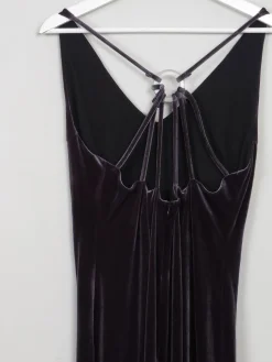 Vintage Long Grey Velvet Sleeveless Dress S
