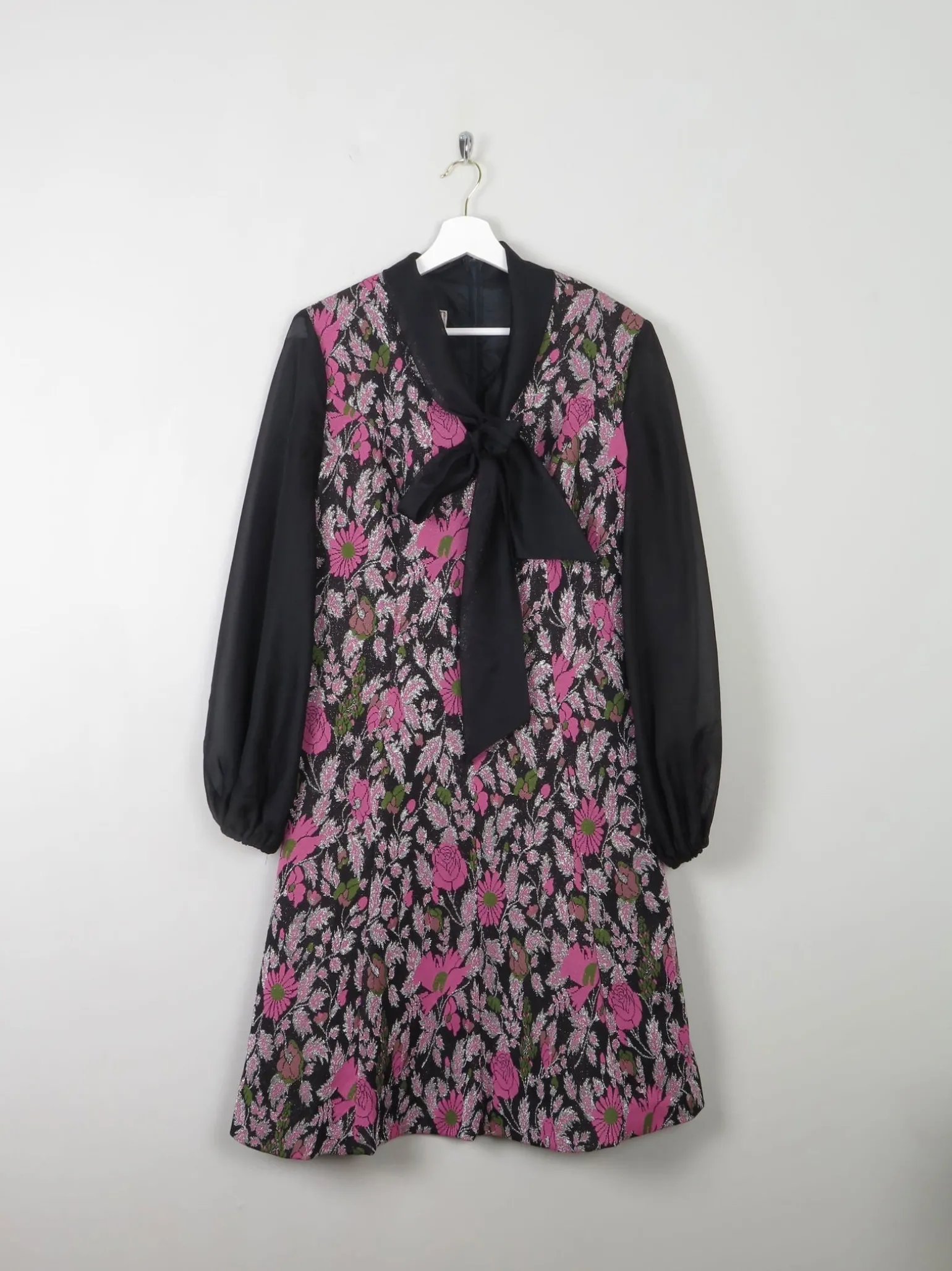 Vintage Lurex Dress With Shear Sleeves 12/14