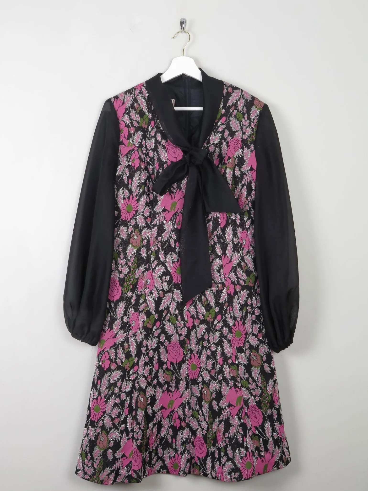 Vintage Lurex Dress With Shear Sleeves 12/14