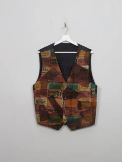 Vintage Men's Printed Suede Waistcoat  L