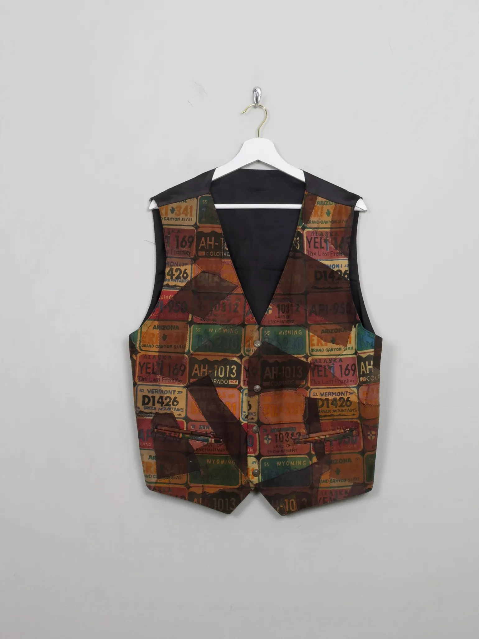 Vintage Men's Printed Suede Waistcoat L