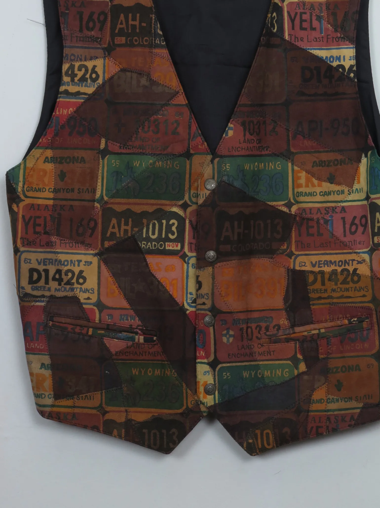 Vintage Men's Printed Suede Waistcoat L