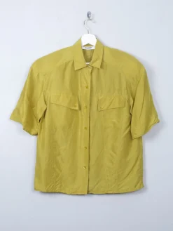 Vintage Mustard Women's Silk Blouse S