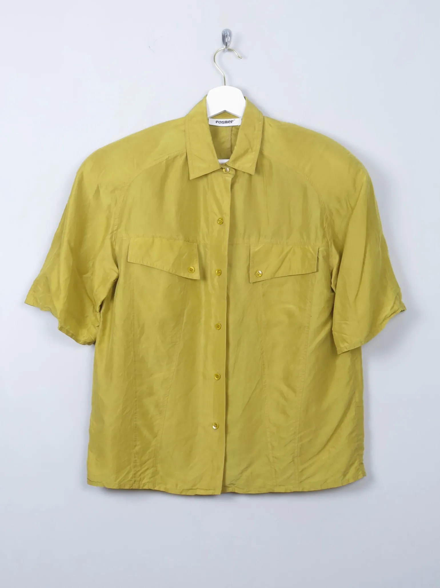 Vintage Mustard Women's Silk Blouse S