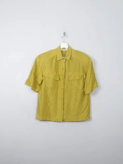 Vintage Mustard Women's Silk Blouse S