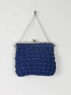 Vintage Navy Crochet Handbag