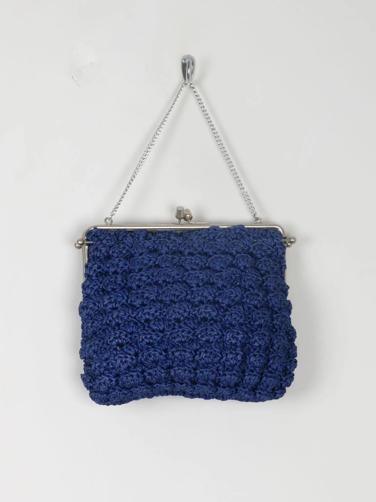 Vintage Navy Crochet Handbag