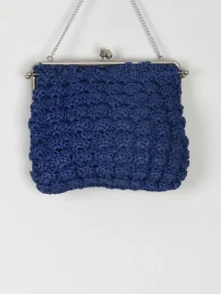 Vintage Navy Crochet Handbag