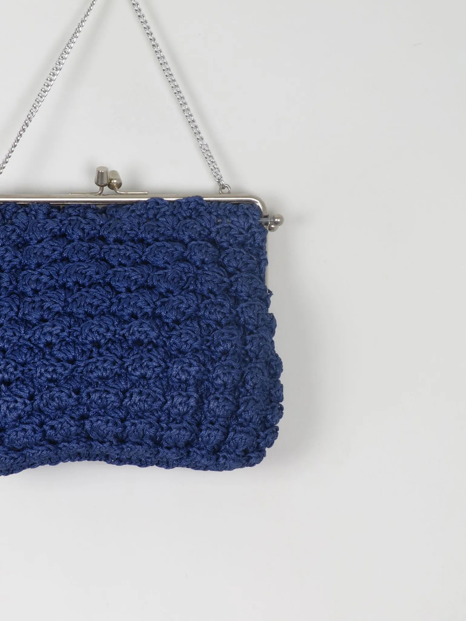 Vintage Navy Crochet Handbag