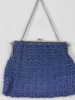 Vintage Navy Crochet Hand Bag
